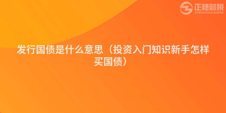 发行国债是什么意思(投资入门知识新手怎样买国债)