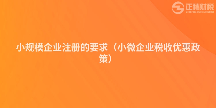 小规模企业注册的要求(小微企业税收优惠政策)