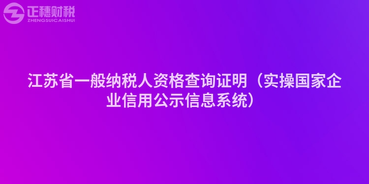 江苏省一般纳税人资格查询证明（实操国家企业信用公示信息系统）